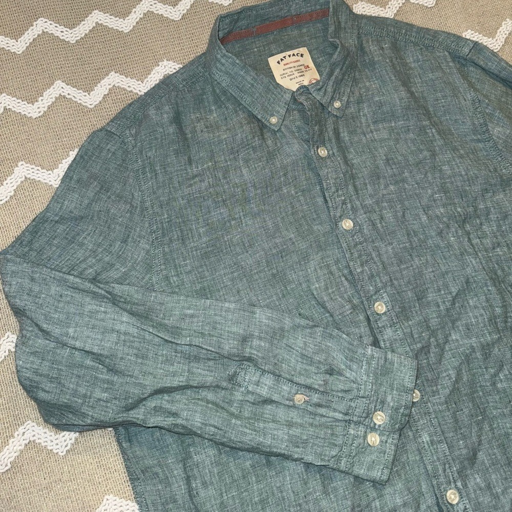 Fat Face‎ Men's Green plain linen button Shirt